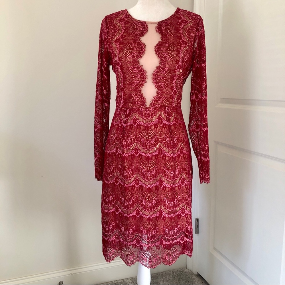 Sexy lace red dress